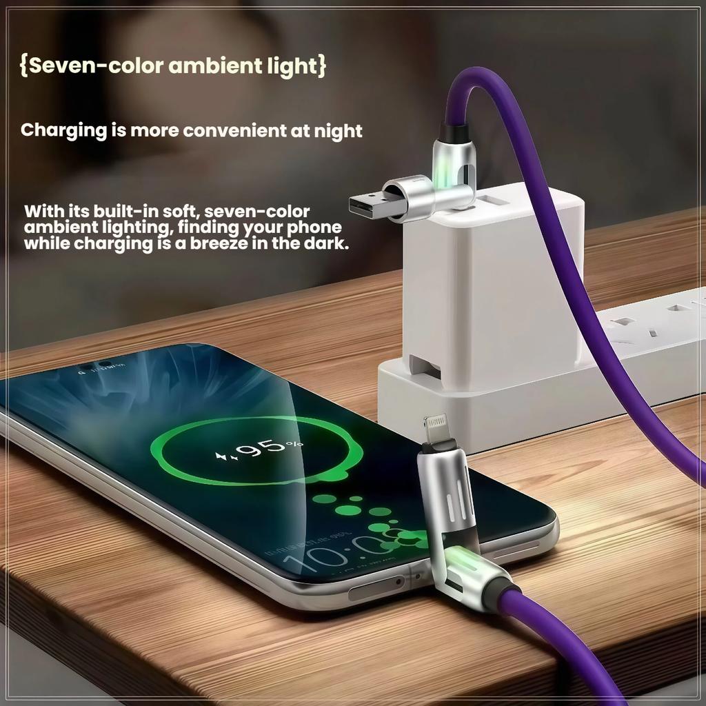240W Fast Charge Cable 4-in-1 USB Type C Silicone Durable For iPhone Samsung Huawei Xiaomi High Speed Charging
