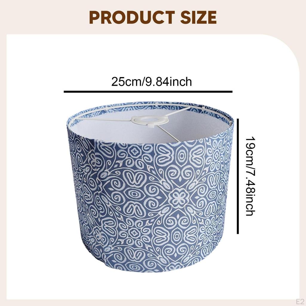 Drum Lamp Shade Only Lampshade Retro Design Blue Cloth Floor/Table/Hanging Round