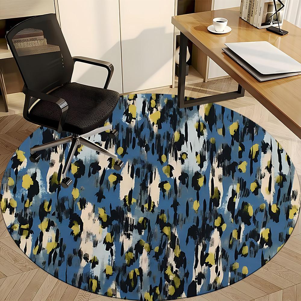 1pc Abstract Pattern Office Round Rug, Non-slip, Soft and Durable Office Rug for Interior Decoration, Perfect for Office, Decoration yy260204003