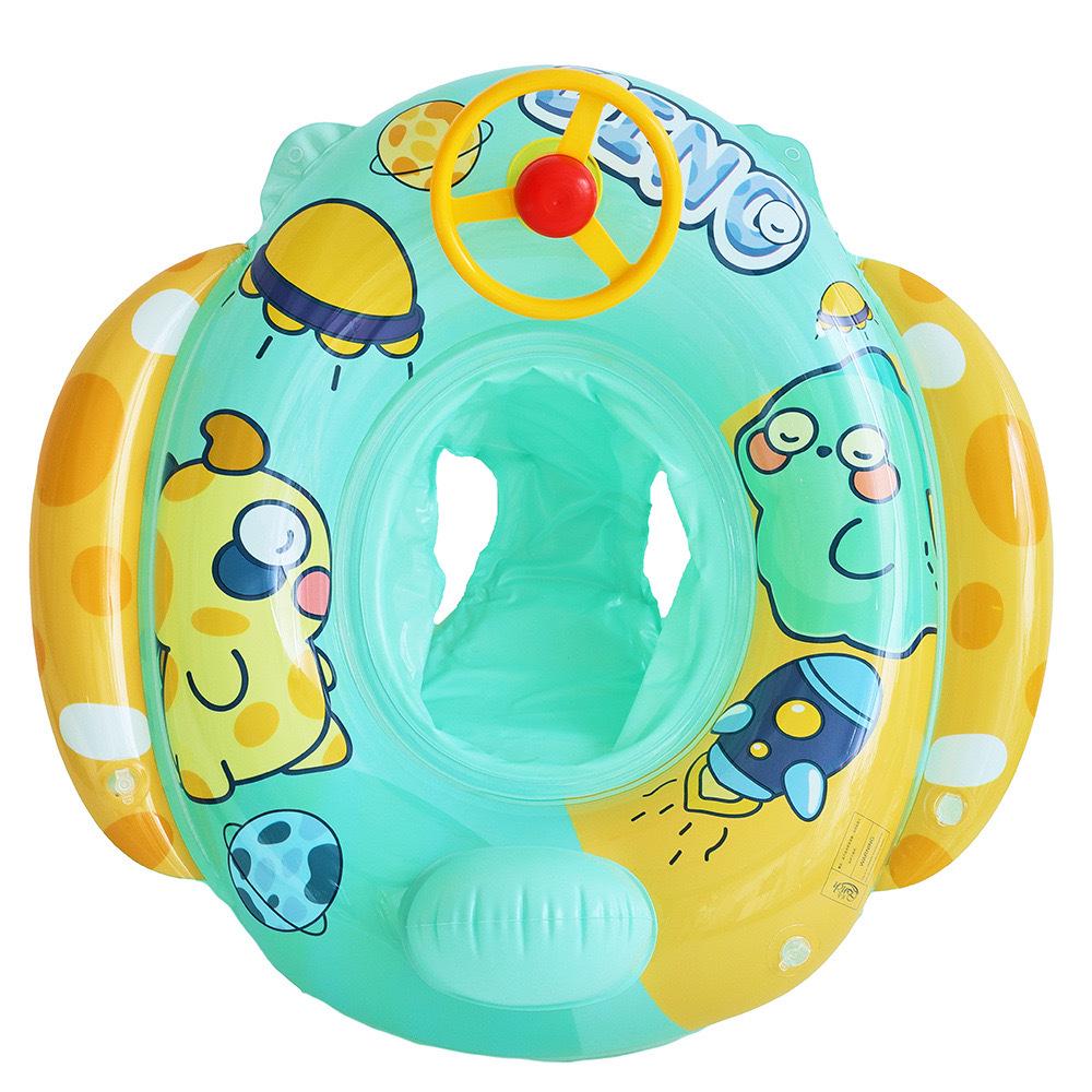 Children's Steering Wheel & Cartoon Seat Ring: Mermaid & Dinosaur Inflatable Swim Toys