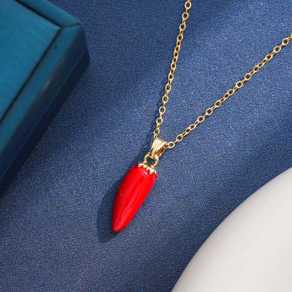 Fresh Pastoral Summer Fruit Heart Necklace for Women, Versatile Titanium Steel Clavicle Chain