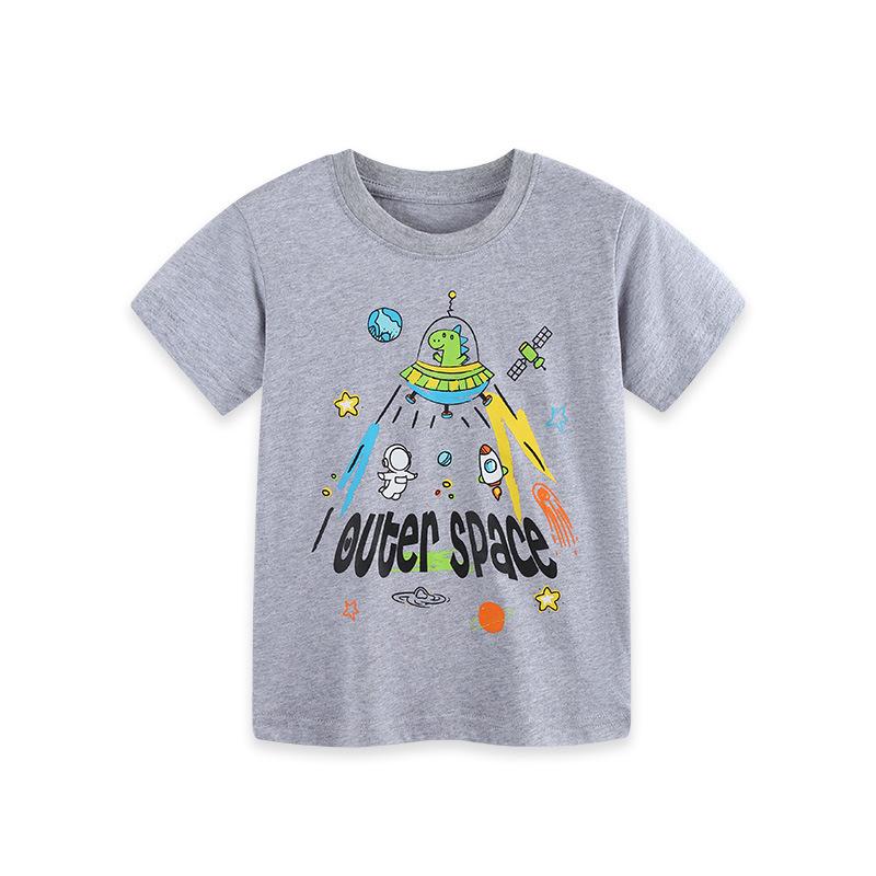 European & American Style Cartoon Print Boys Knit Cotton T-Shirt - Summer Short-Sleeve for Toddlers & Children 125cm