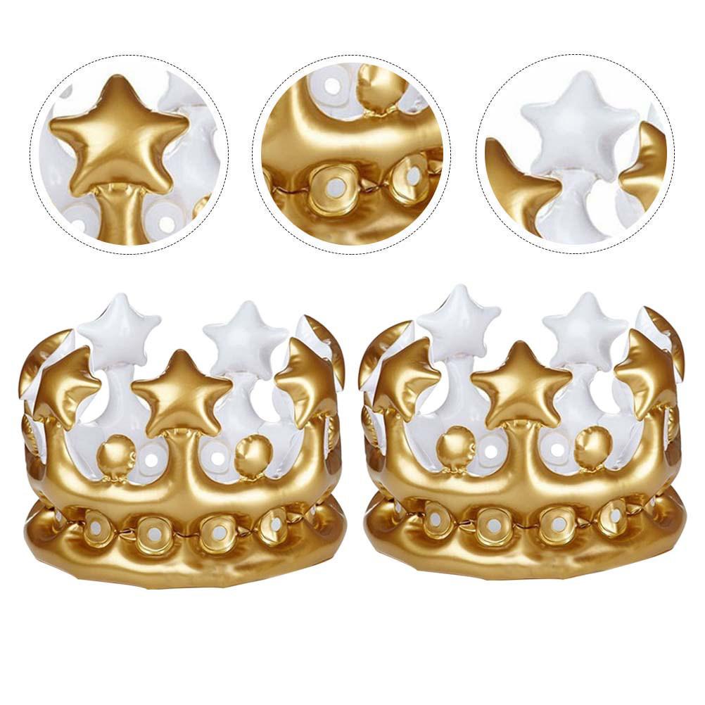 6Pcs Inflatable Crown Birthday Party Crown Photo Prop Cosplay Fancy Dress Accessory Festival Carnival Decorative Hat