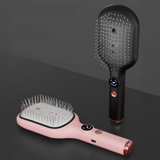 Electric Spray Massage Hair Brush, USB Rechargeable Misting Air Cushion Brush, Anti-Frizz Hair Detangler Steam Comb for Dry Damaged Hair