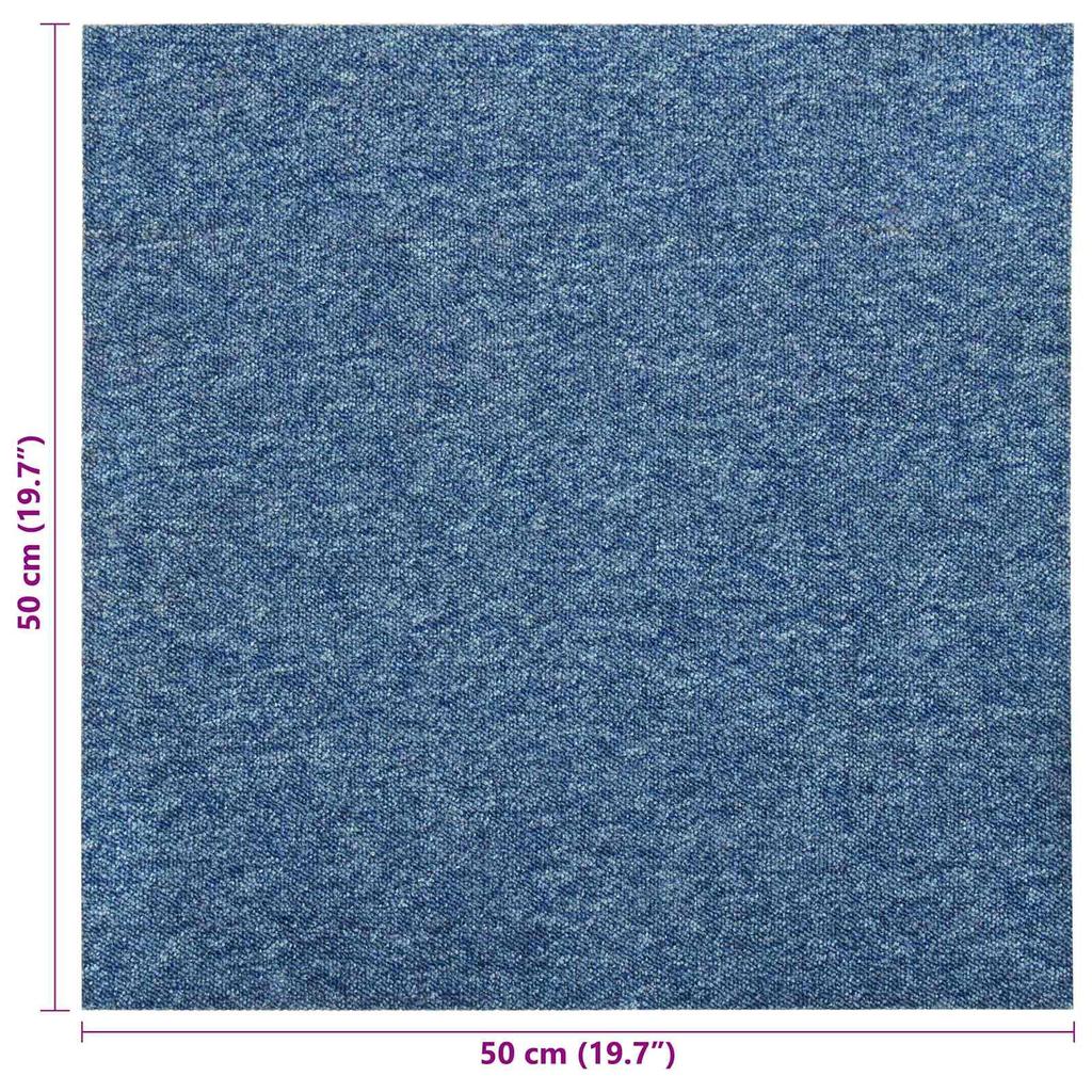 Carpet Tiles 20 pcs Blue 50 x 50 cm 100percent Polypropylene