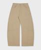 GLW Curved Cut Wide Cotton Pants Beige