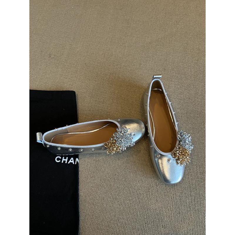 Sheepskin version~ Versatile flower rivet Mary Jane shoes one pedal shallow mouth round head flat shoes shallow mouth leather single shoes