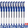 10/100 PCS Roise Retractable Gel Pens Set Black/Red/Blue Ink Ballpoint for Writing Refills Office School Supplies Stationery