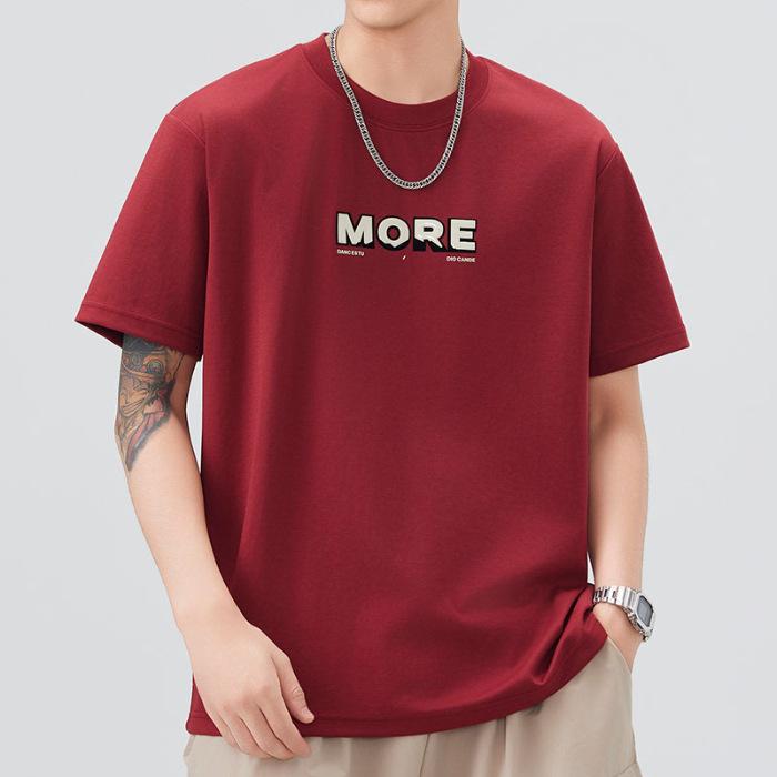 

Мужская новая летняя свободная футболка с круглым вырезом и короткими рукавами, тонкая футболка с принтом 4XL красный