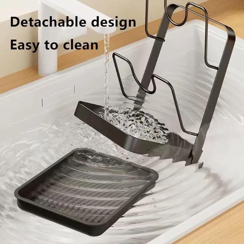 Double Layer Pot Lid Rack Non-slip Large Capacity Cutting Board Holder Draining Kitchen Storage Rack Cooking Tool Holder Kitchen Storage Rack