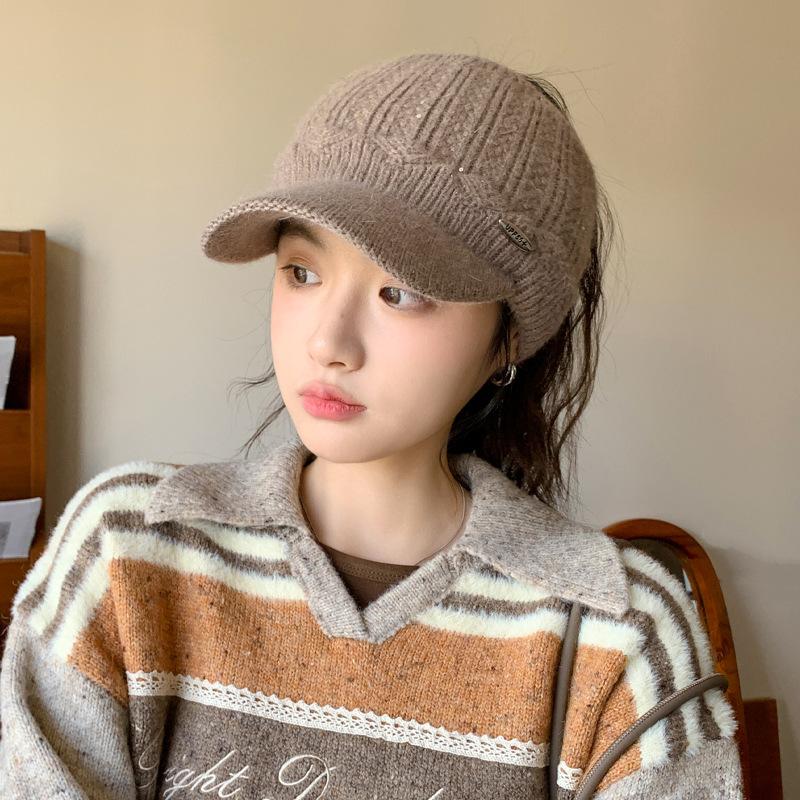Korean Style Versatile Large Head Circumference Windproof Peaked Cap Fashion Casual Warm Baseball Hat for Women