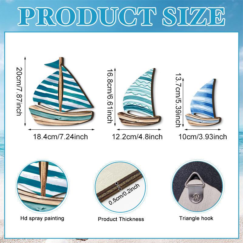 1SET New Nordic Bathroom Wall Decor Wooden Brand Coast Wooden Nautical Summer Bedroom Wall Decoration Wood Crafts