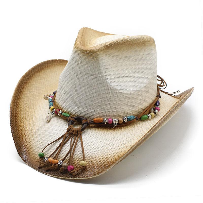 Outdoor Outing Visor, Crimped Ethnic Style, Western Cowboy Hat, Sun Protection Hat, Fishing Hat, Straw Hat