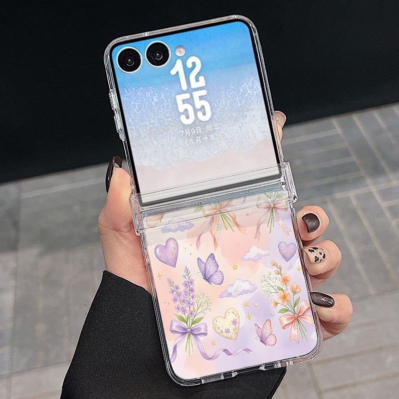 Modern Love Hearts Print Case For Samsung Galaxy Z Flip 8 7 FE 6 5 Z Flip8 Flip7 Flip6 Magnetic Clear Hard PC Folding Phone Cover