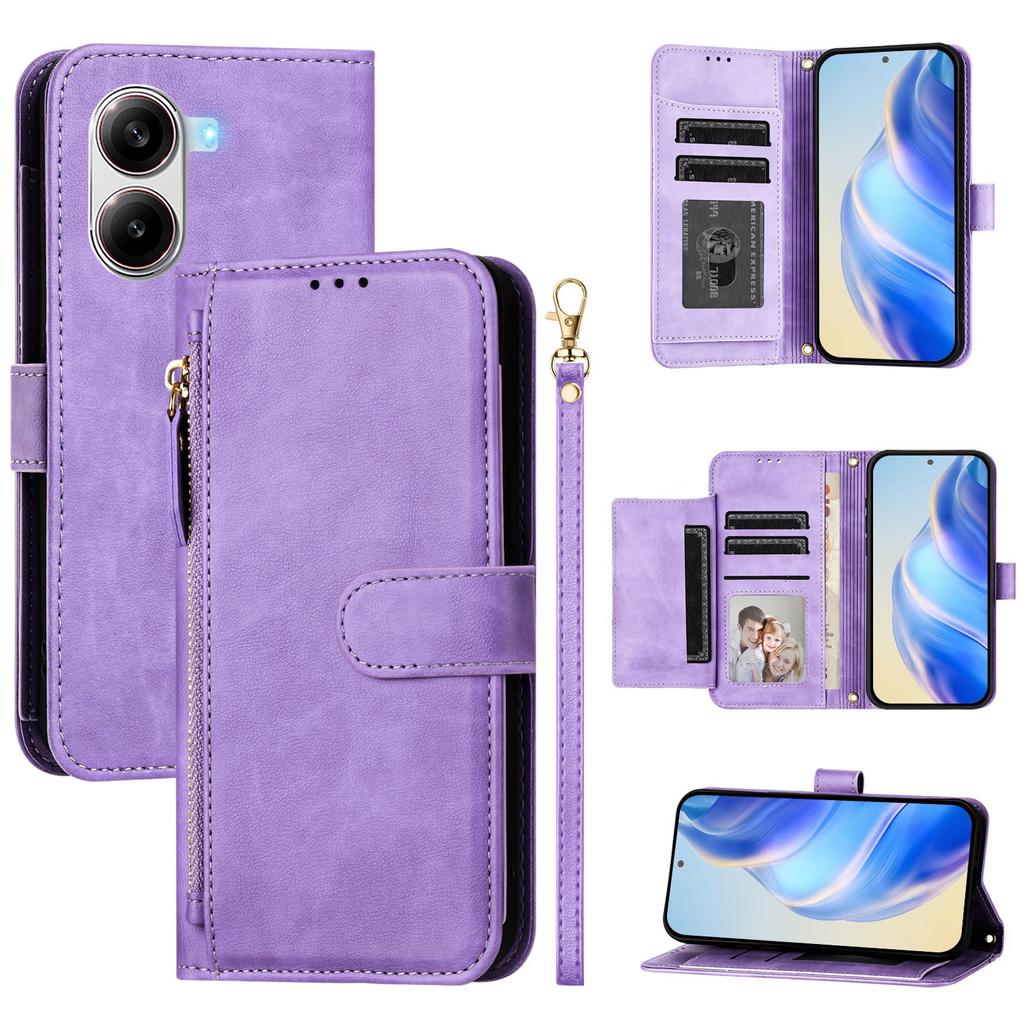 For Xiaomi Poco X7 Pro 5G Case Zipper Pocket Multiple Card Slots Leather Phone Cover
