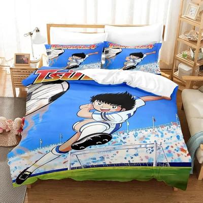 Anime Captain Tsubasa Bettwäsche-Set Für Schlafzimmer Weiche Moderne Bettüberwürfe Bequeme Kinder Bettbezug Deckenbezug Und Kissenbezug