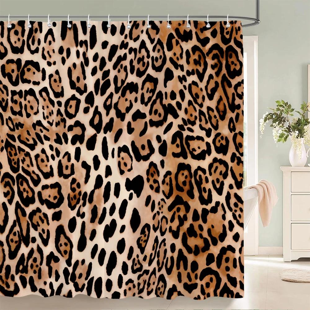 Sexy Leopard 3D Duschvorhänge Wasserdichtes Gewebe Geometrische Blume Badezimmervorhang Mit Haken Dekor 180*200cm Badewannen-Bildschirm