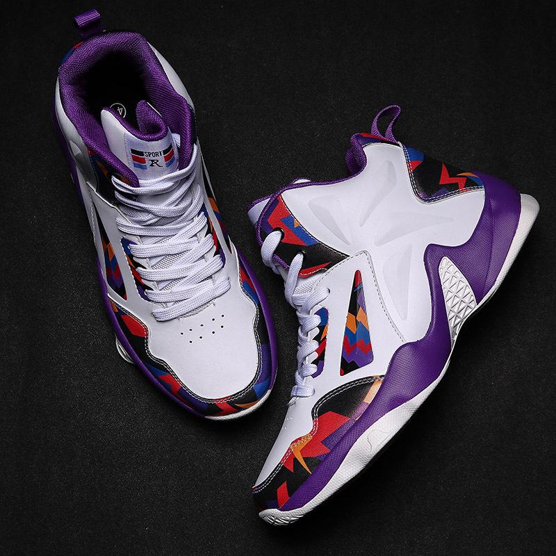 Foreign trade youth basketball sports shoes leather high-top basketball shoes middle school students autumn and winter non-slip sports shoes