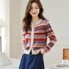 Women's Retro Jacquard 100% Wool Knit Cardigan