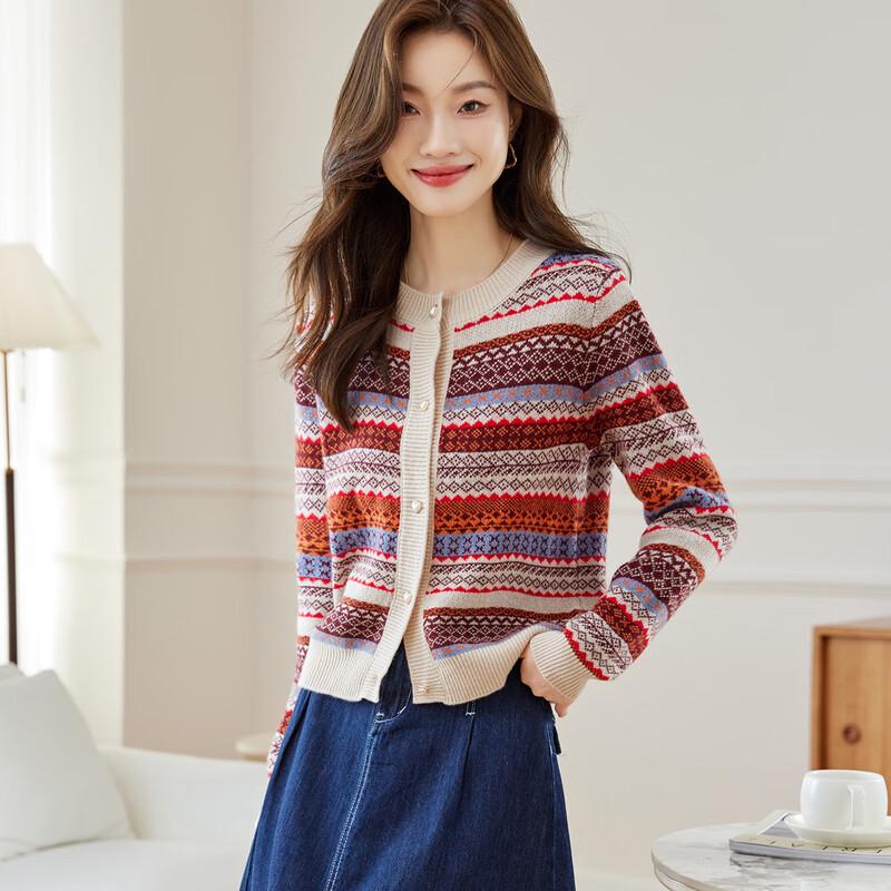 

Srcr Women s Retro Jacquard Wool Cardigan XL