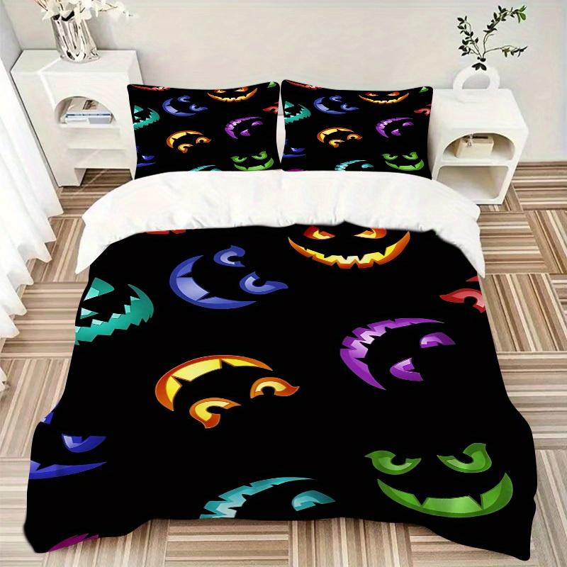3pcs Halloween Pumpkins Bedding Set, Breathable and Soft, Suitable for All Seasons, Ideal for Home Use, Suitable for Bedroom Decor 21162