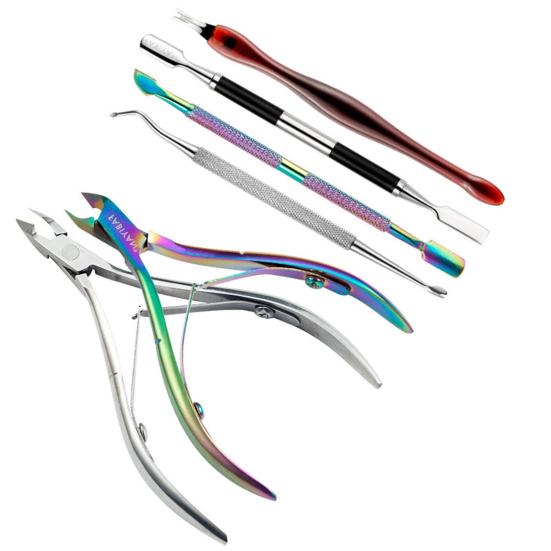 1 Set Professional Cuticle Trimmer Remover Pusher Scissors Stainless Steel Cuticle Nipper Cutter Clipper Pedicure Manicure Tools
