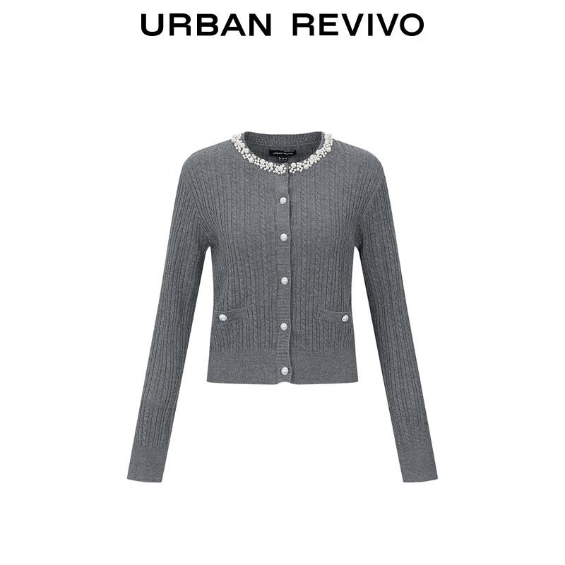 UR Women's 2025 Autumn Pearl Textured Knit Cardigan