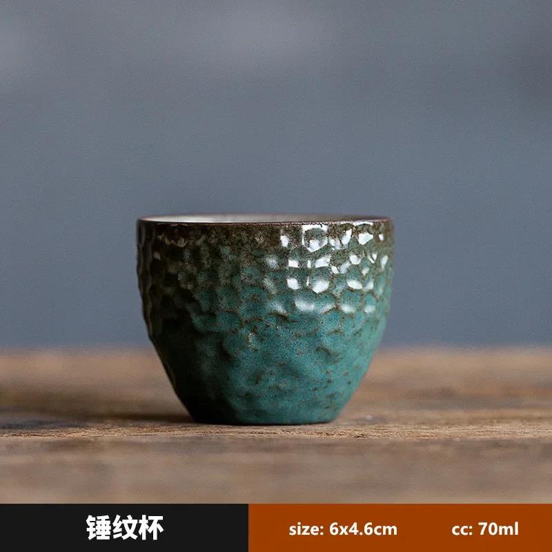 

2pcs/lot Chinese Ceramic Teacup Handmade Green Glaze Tea Bowl Single Cup Master Cups Porcelain Tea Drinking Teaware Accessories 50ml