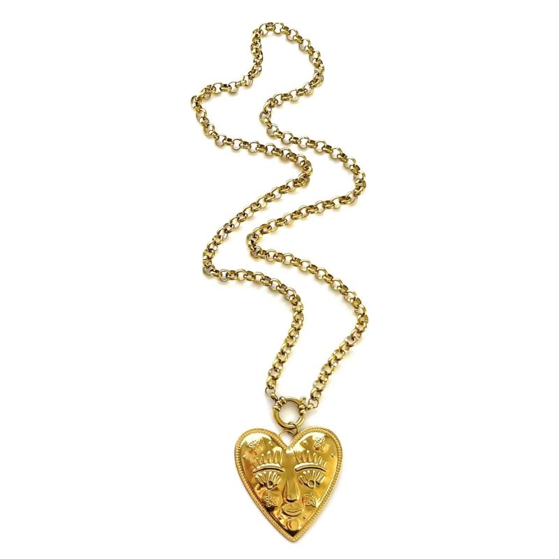 Stylish Heart/Round Pendant Necklace With Long Chain Simple Yet Stylish Accessory For Casual Or Formal Outfits