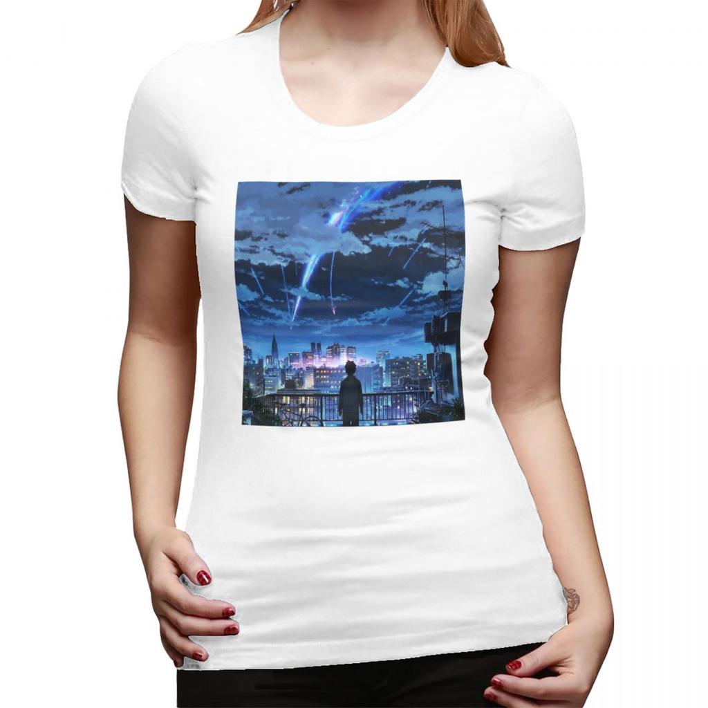 Anime Scenery  Your Name TShirt for Women Round Neck Streetwear T Shirts Womens Tees Short Summer Clothes Tops