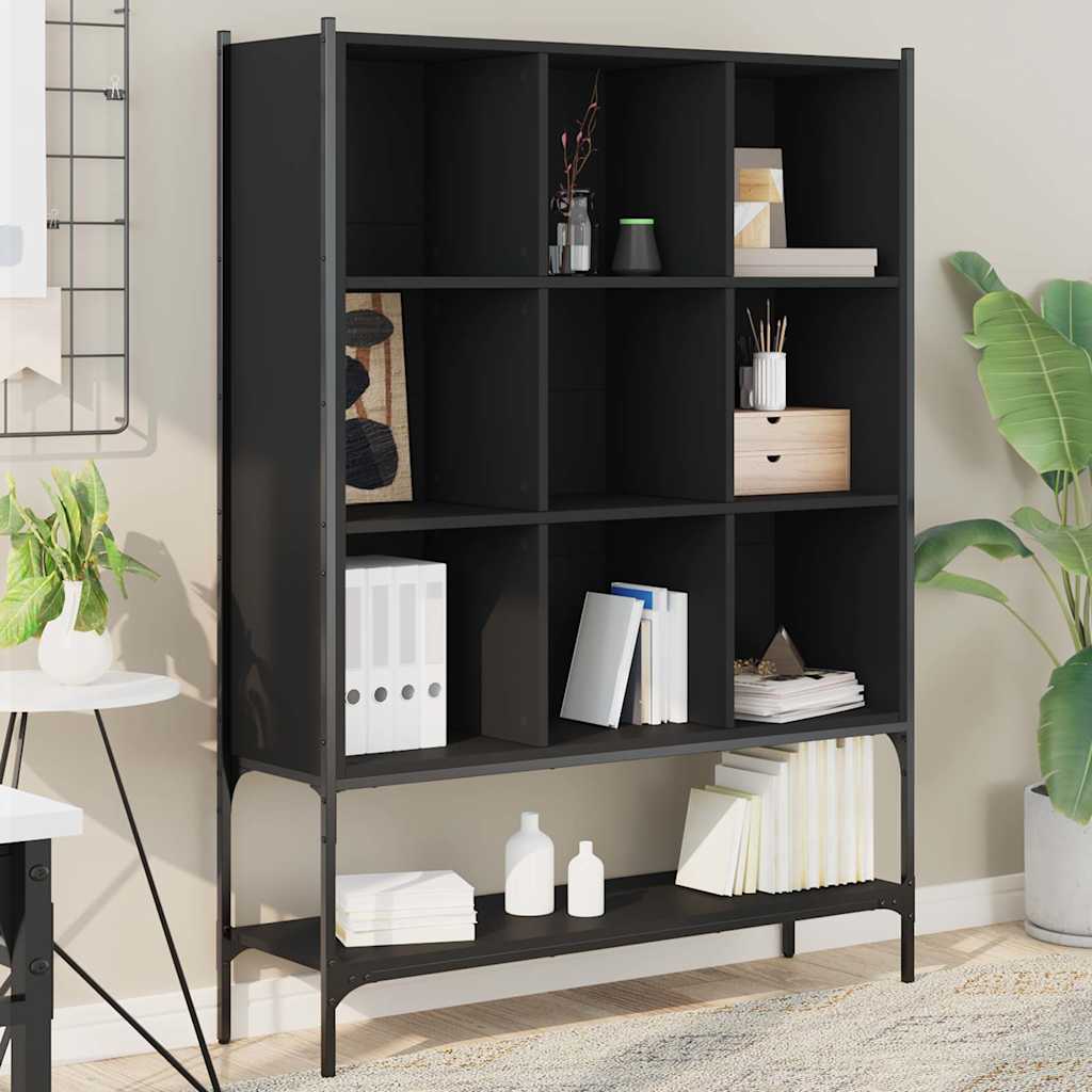 Black Bookshelf 102 X 30 X 141.5 Cm Engineered Wood