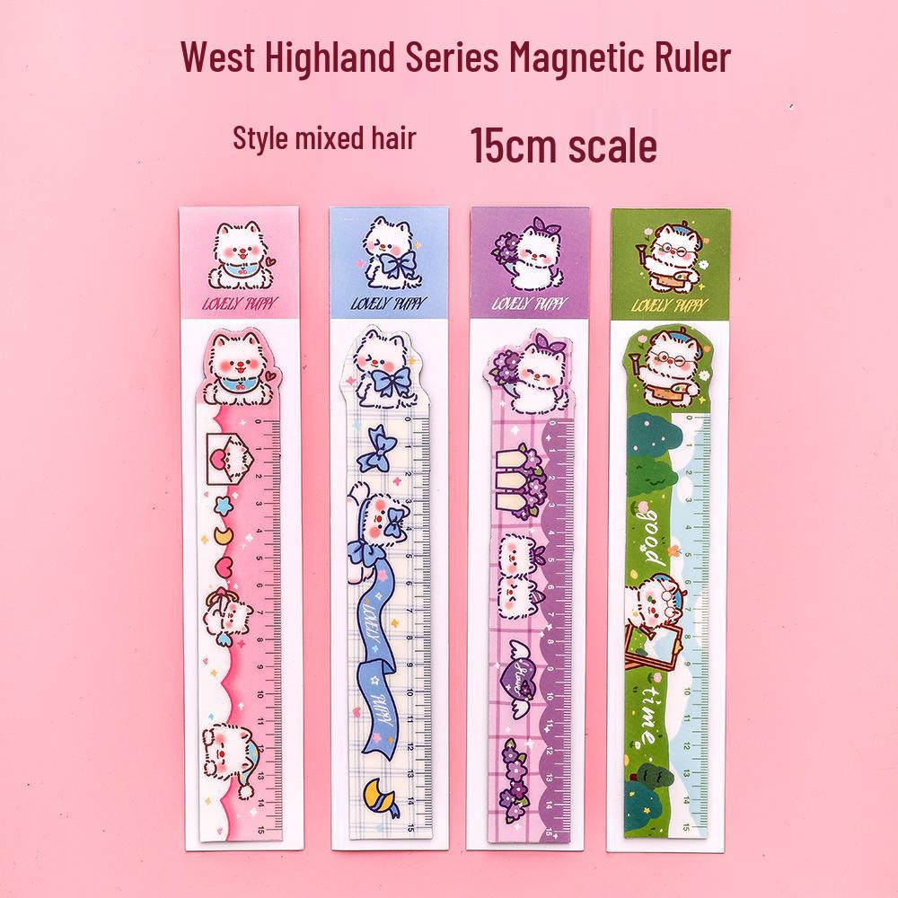 Cute West Highland Terrier Magnetic Bookmark & Ruler - Student Stationery 15cm Scale