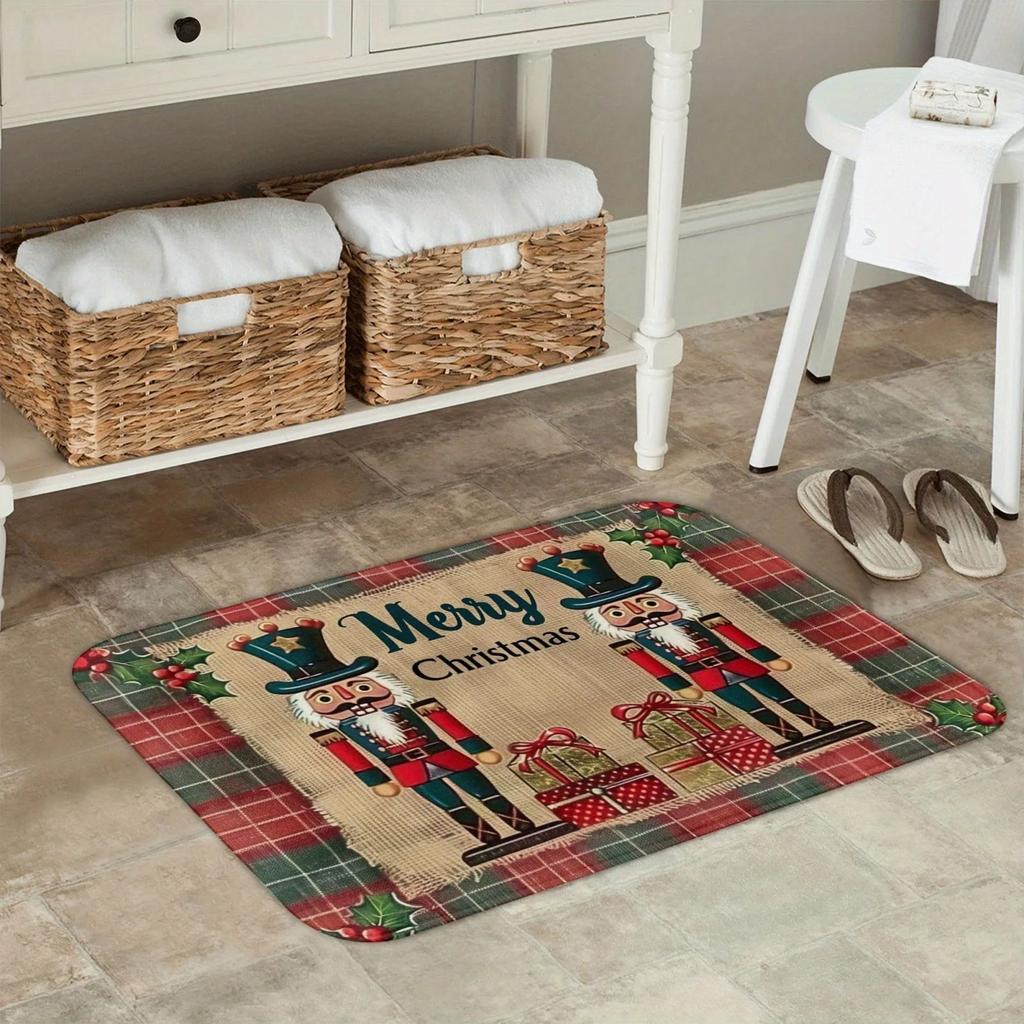 Christmas nutcracker welcome door mat soft non-slip floor mat suitable for room bathroom kitchen home decoration