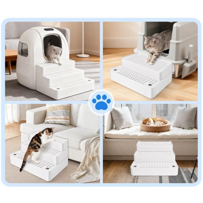 A25F-Automatic Cat Litter Box Ramp Mat Washable Footboard For Indoor Elderly Cats Ramp For Automatic Cat Litter Box Non Slip белый