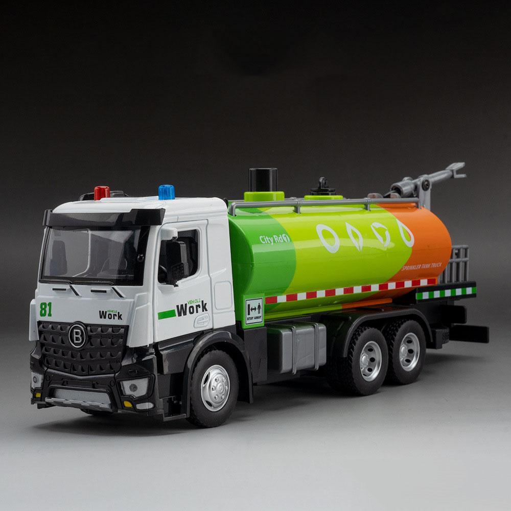 1:18 Large Sweeping Car Fire Truck Model Toy Inertial Driving Music Light Door Opened Models Engineering Vehicle Collection Gift