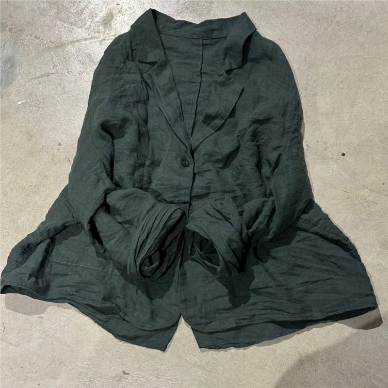 Johnature Kvinne Spring Casual Langermer Ensfarget Vintage Single Breasted Retro Personality Coats