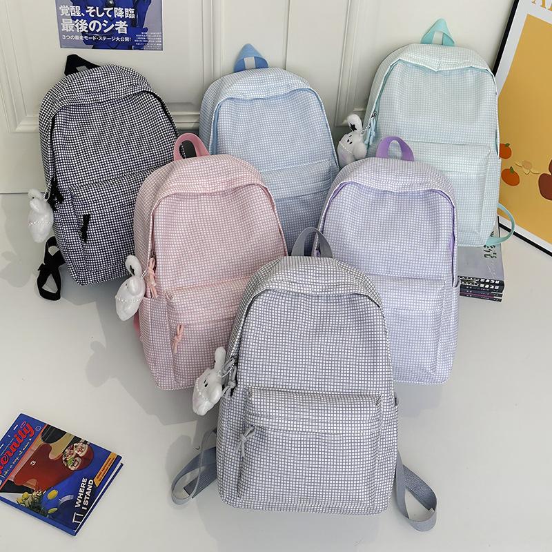 Zaino Scolastico Campus Zaino Scolastico Edizione Coreana Femminile ins Zaino Semplice a Quadri Studente delle Scuole Superiori Grande Capacità Zaino da Viaggio per il Tempo Libero