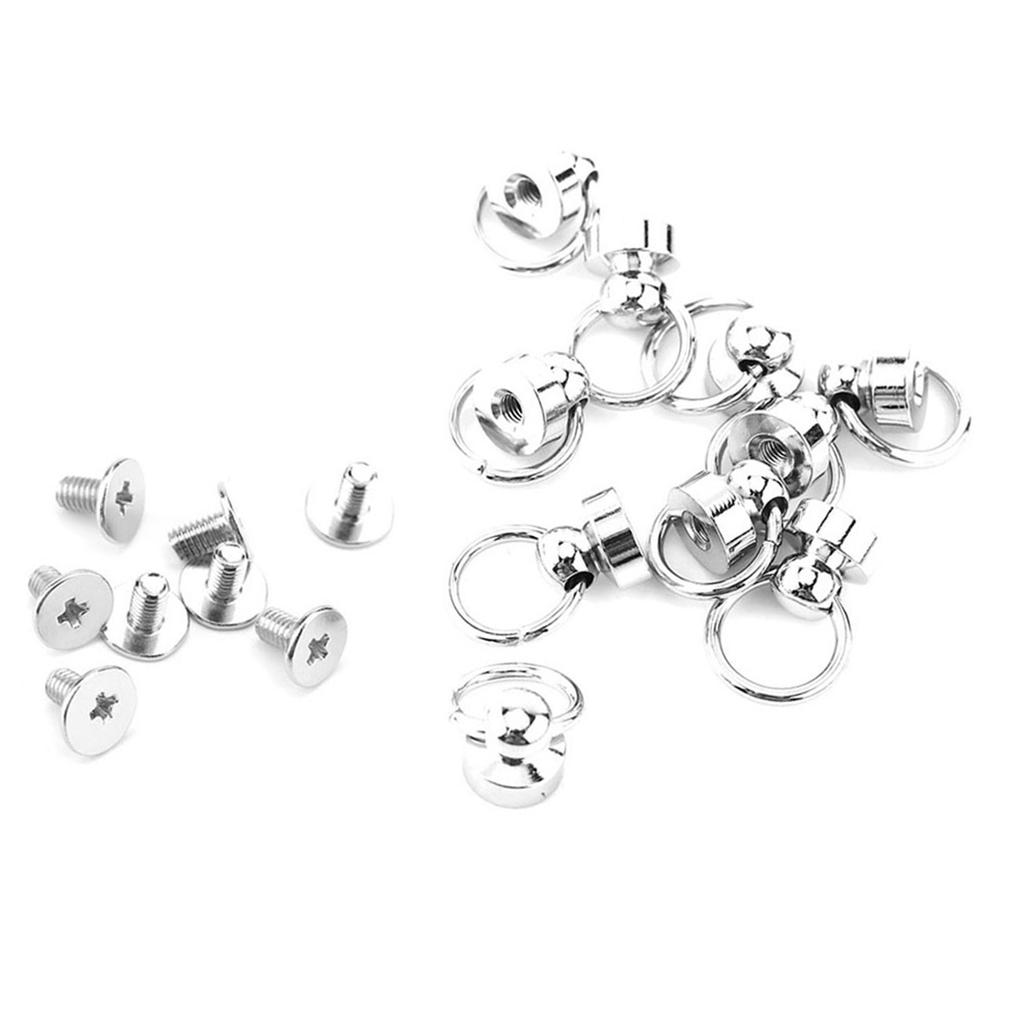 10pcs Brass Rivet Studs Screw Back Round Ring Head Leathercraft Parts