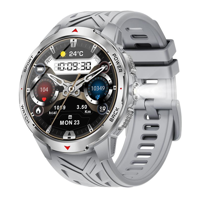 

KT88 Men Outdoor Smart Watch 1.7inch Large Screen LED Flashlight Compass BT Calling Multi-Sports Fitness Tracker Smartwatch срібний