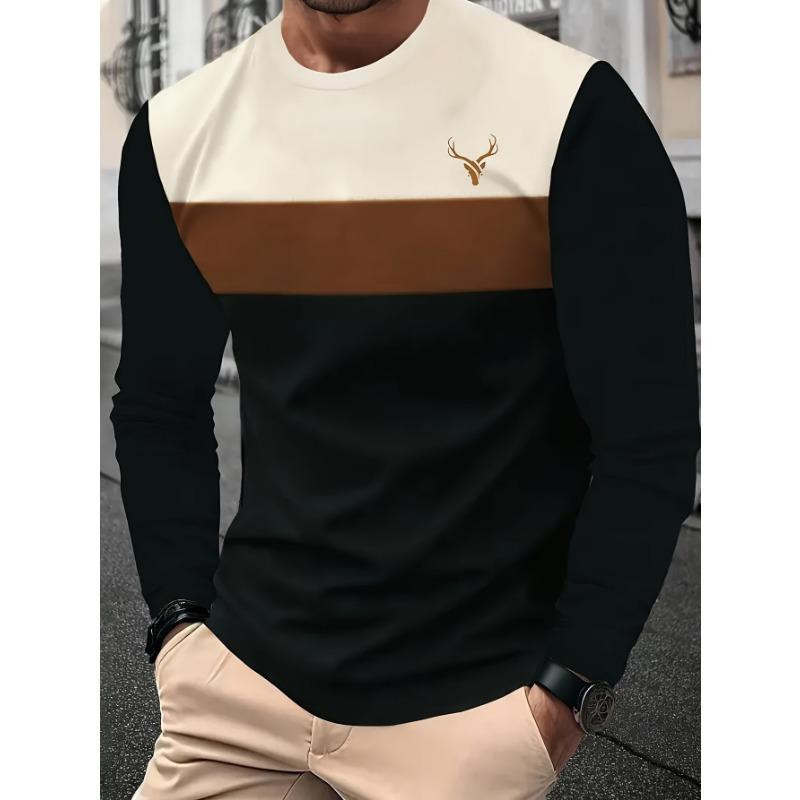 T-shirt Casual da Uomo alla Moda Novità a Maniche Lunghe