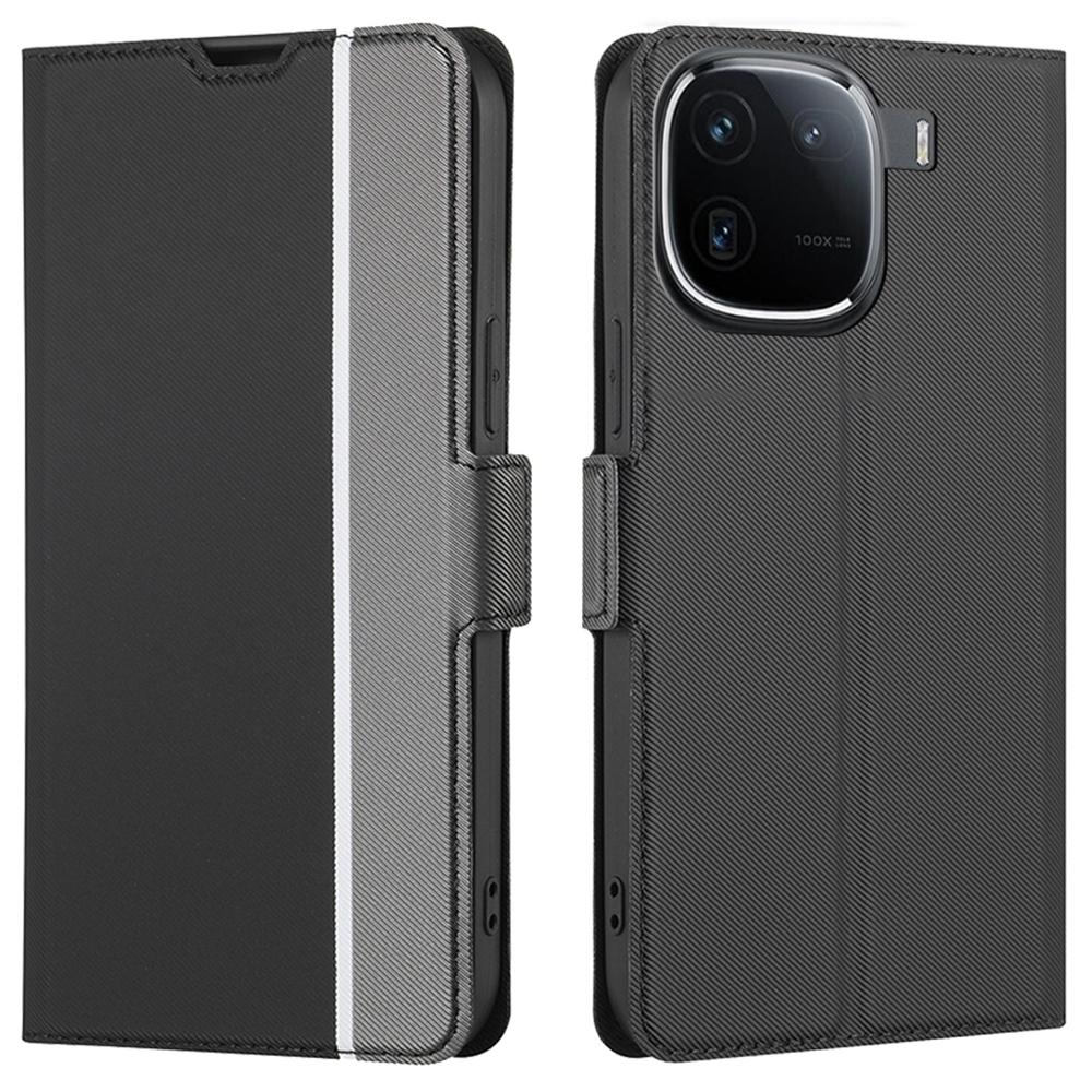 

For vivo iQOO 12 5G Leather Folio Flip Cover Stand View Shockproof Phone Case Black