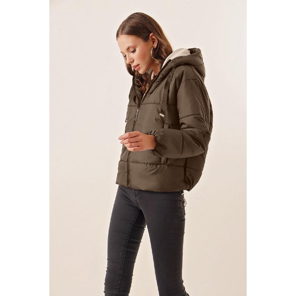 Damen-Daunenjacke mit Kapuze und Reißverschluss Y20w110-7115