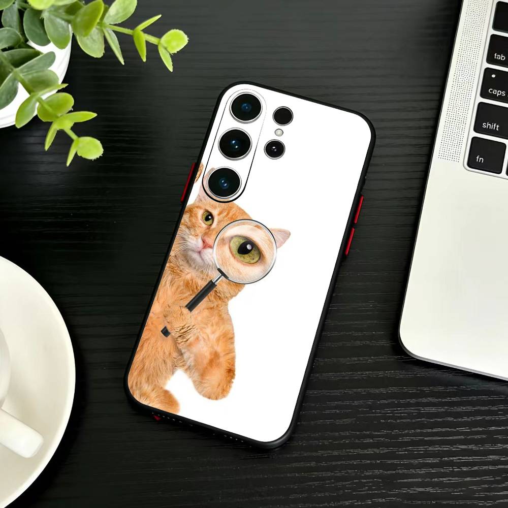 

Чехол для телефона Goofy Cool Cats с большими глазами для Samsung S26,S25,S24,S23,S22,S30,S21,Ultra,Plus,FE 5G Черный Мягкий Чехол Samsung S24