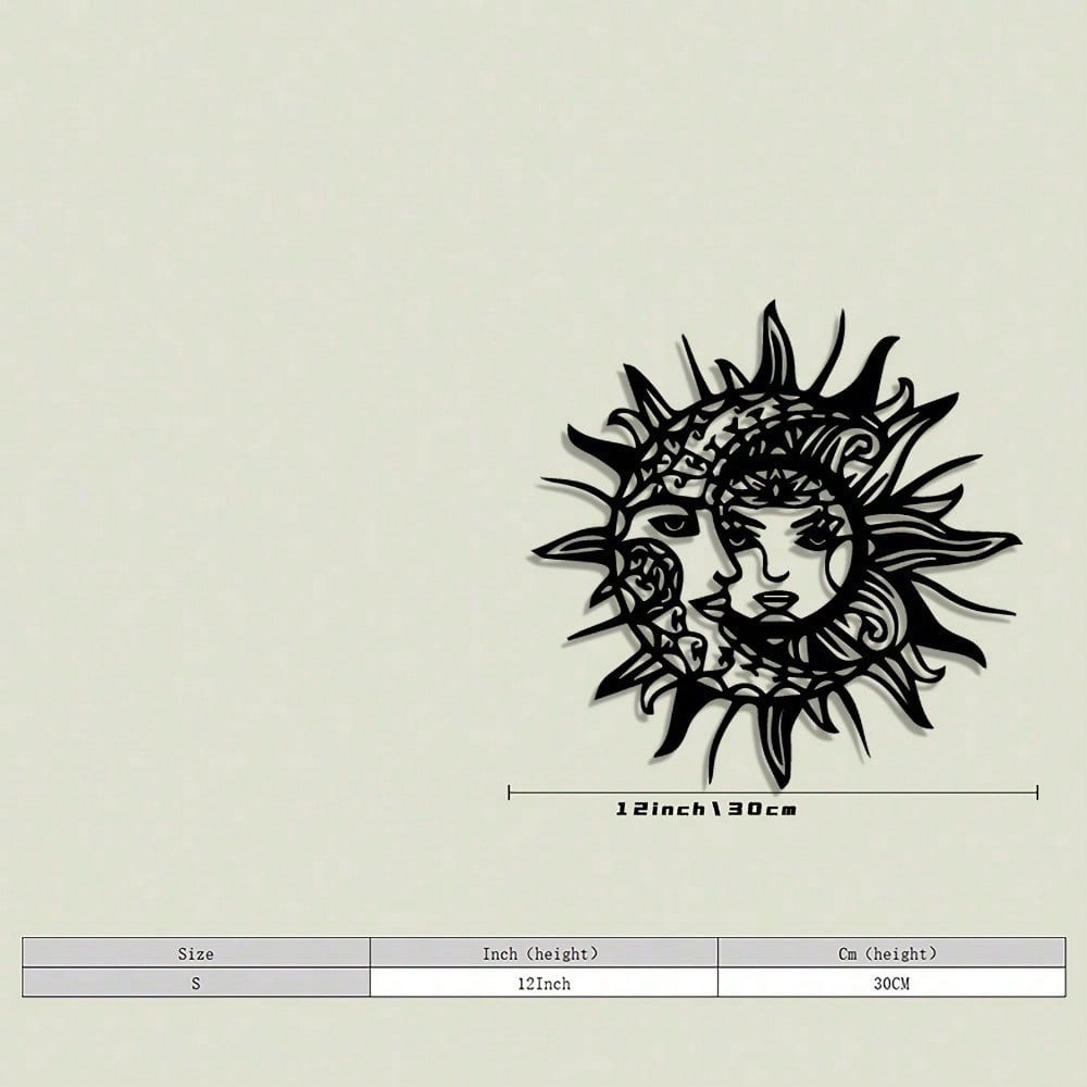 2D Flat Romantic Sun & Moon Metal Wall Art, Indoor Outdoor Decor, Valentine Gift for Couples