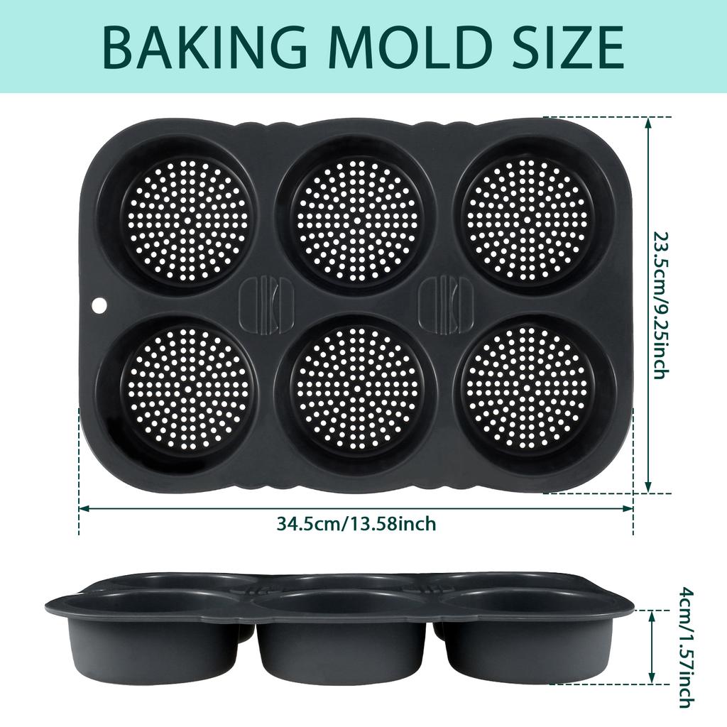 Silicone Hamburger Bun Mold 4/6 Cavity Egg Muffin Baking Pan Non-Stick Silicone Bread Pans Reusable Hamburger Molds for Kitchen