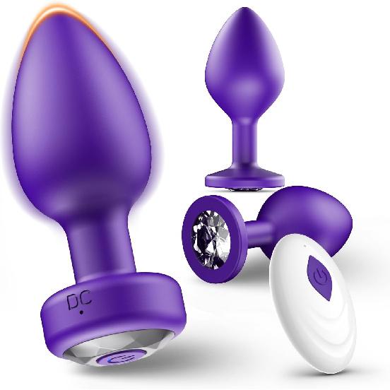 Anal Plug Sex Toys Vibrator–Silicone Butt Plugs Training Kit with Remote Control, 10 Vibration Modes, Prostate Massager for Adults