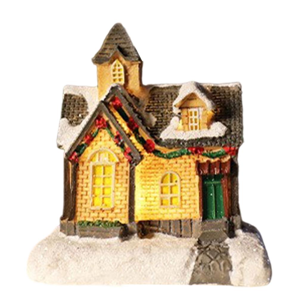 Christmas Village Houses Christmas Collectible Buildings with LED Light Christmas Decors Gingerbreads House Figurine