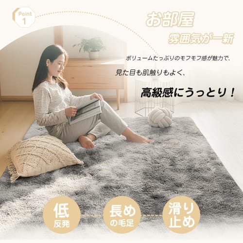 AYO Rug, Carpet, Shag Rug, Thick, Washable, Memory Foam Rug, Living Room Rug, Nordic Style, Fluffy, Non-Slip, All Season (Light Gray, 200*300cm)