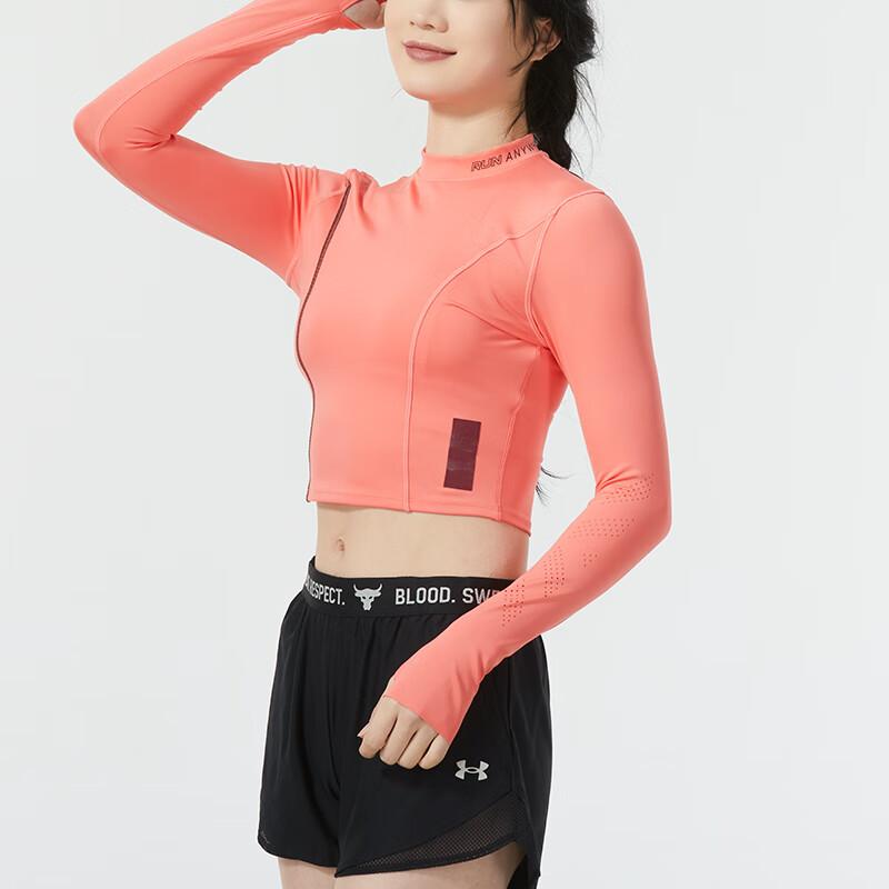 Under Armour Short Slim Comfortable Breathable Casual Long Sleeve T-Shirt Women tops Pink 1365641-819
