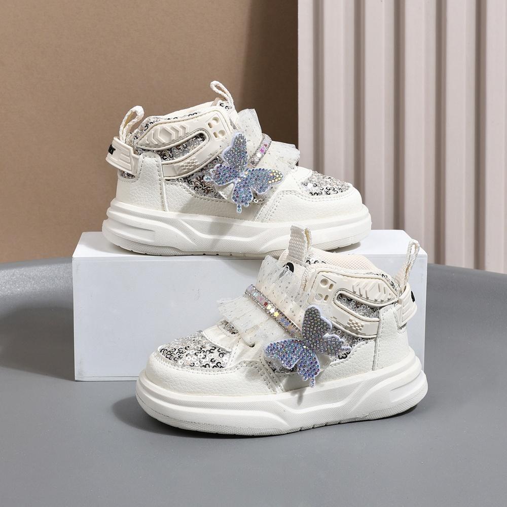 

New Autumn Children Shoes Leather Toddler Kids Sport Shoes Bling Bling Cute Butterfly Soft Sole Fashion Girls Sneakers 23